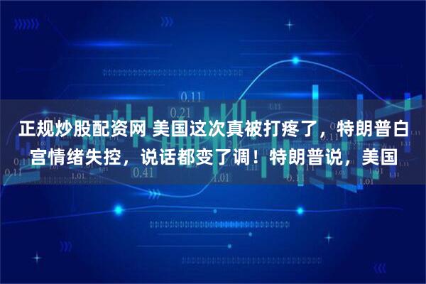 正规炒股配资网 美国这次真被打疼了，特朗普白宫情绪失控，说话都变了调！特朗普说，美国