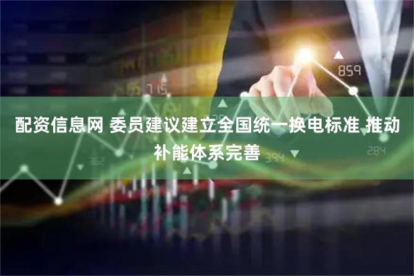 配资信息网 委员建议建立全国统一换电标准 推动补能体系完善